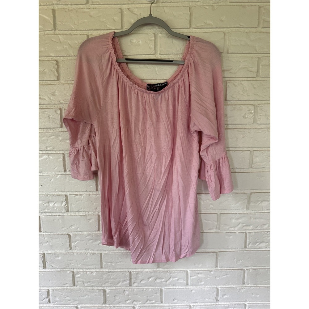 Peck & Peck Women's Size M Pink‎ Peasent Top